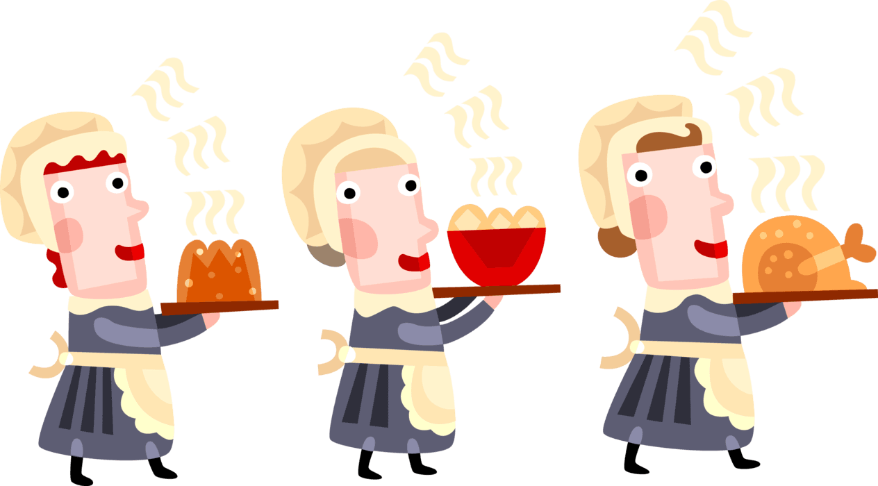 Vector Illustration Of Pilgrim Pioneer Women Serve - Clip Art - Free Transparent PNG Clipart Images Download. - Transparent PNG Free Download | PNGio