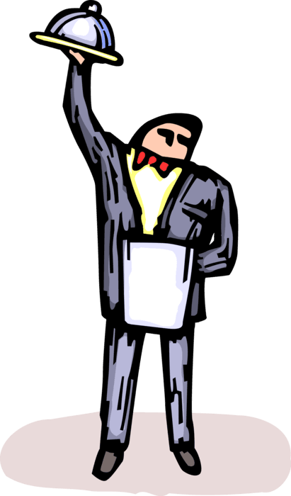 Vector Illustration Of Restaurant Waiter Carries Dinner - Cartoon - Free Transparent PNG Clipart Images Download. - Transparent PNG Free Download | PNGio