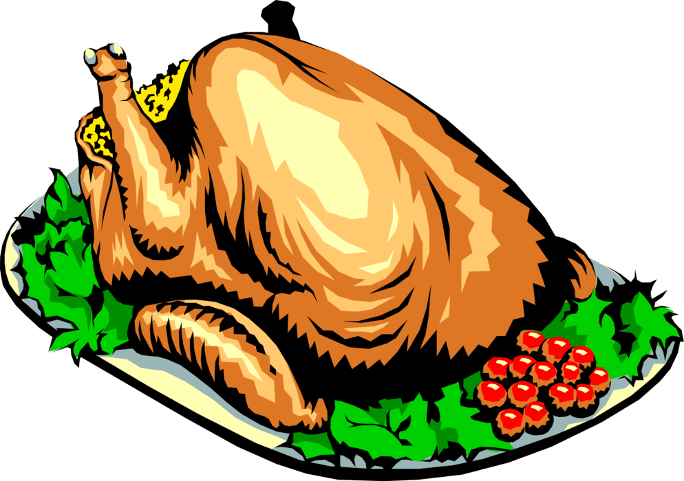 Vector Illustration Of Roast Turkey Poultry Dinner - Platter Of Turkey Clip Art - Free Transparent PNG Clipart Images Download. - Transparent PNG Free Download | PNGio