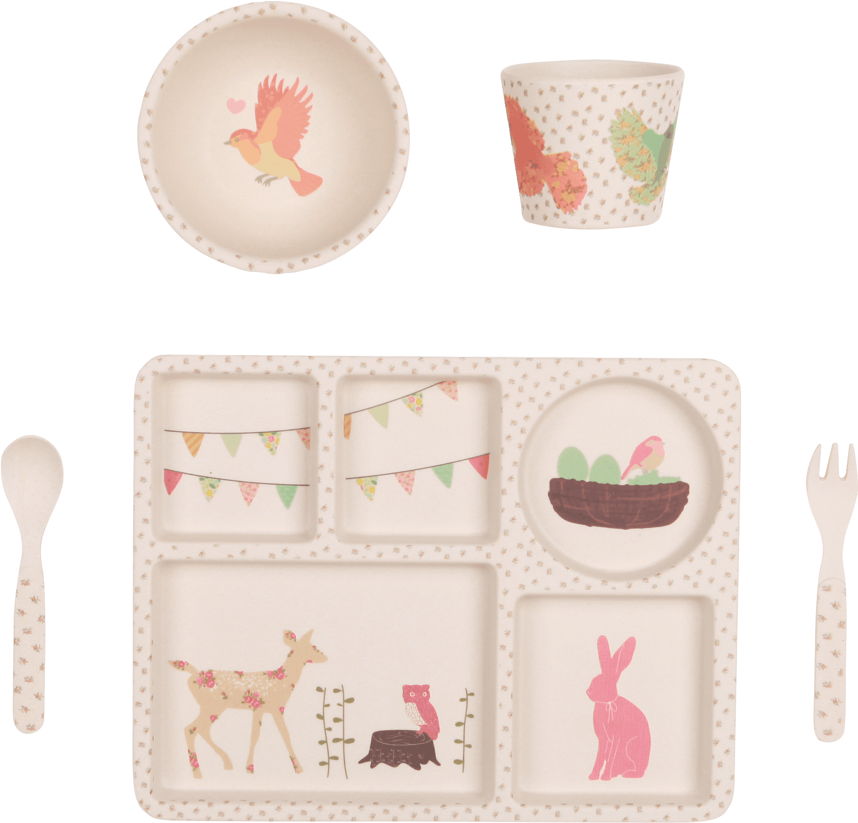 5 Piece Set // Woodland Tea Party - Love Mae - 5 Piece Bamboo Dinner Set - Woodland Tea Transparent PNG - 2720x2720 - Free Download on - Transparent PNG Free Download | PNGio