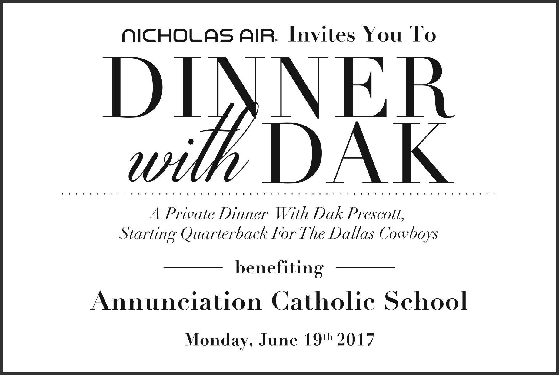 Invitation For A Charity Dinner With Dak Prescott Benefiting - Gore Vidal Burr Transparent PNG - 1845x1237 - Free Download on - Transparent PNG Free Download | PNGio