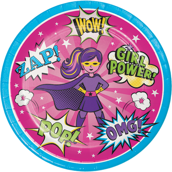 Girl Superhero Dinner Plates - Black And Gold Birthday Party Pack Tableware Bundle Transparent PNG - 600x600 - Free Download on - Transparent PNG Free Download | PNGio