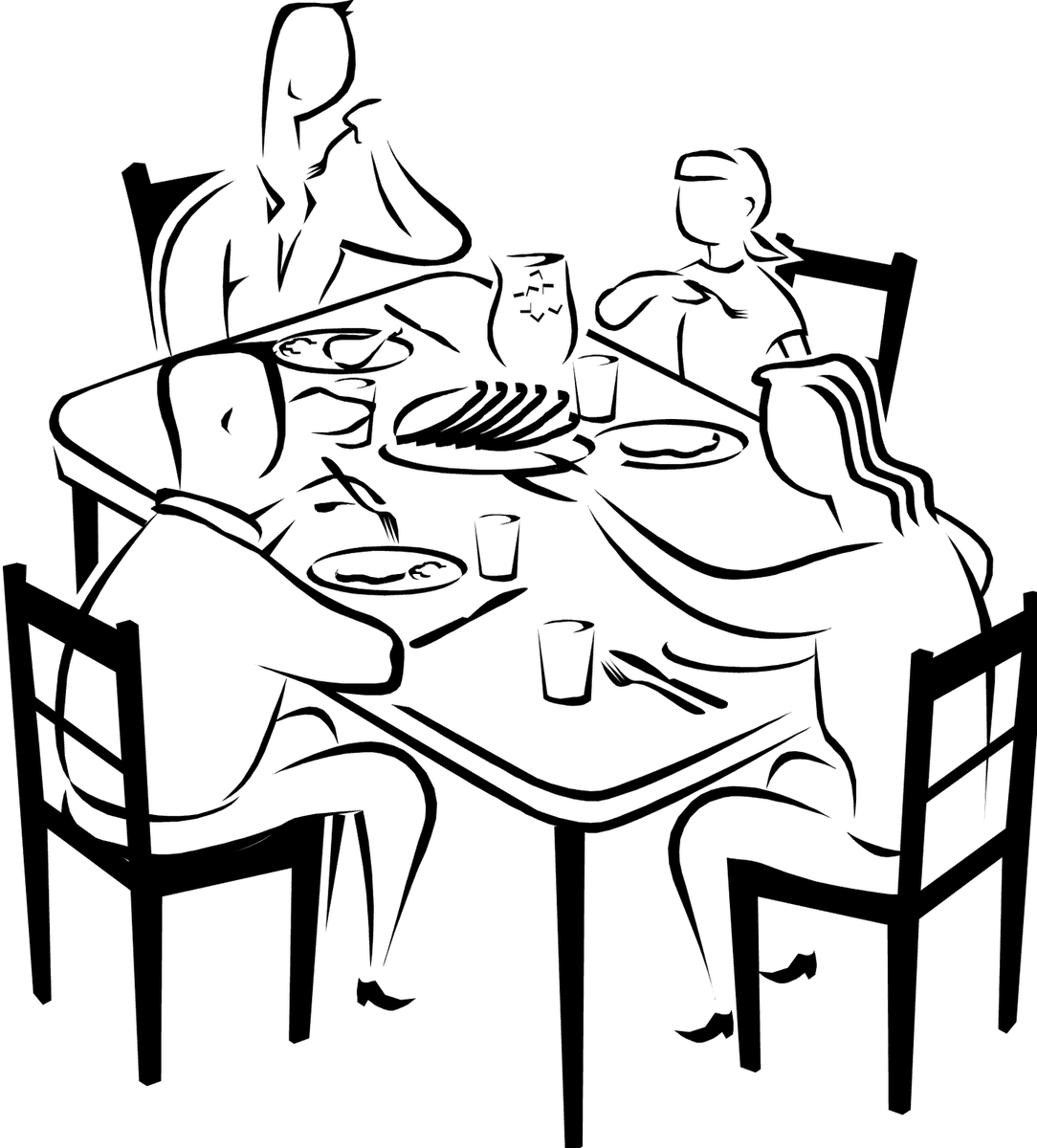 Eating Drawing Dinner Breakfast Clip Art - Draw People Eating At A Table Transparent PNG - 1084x1200 - Free Download on - Transparent PNG Free Download | PNGio