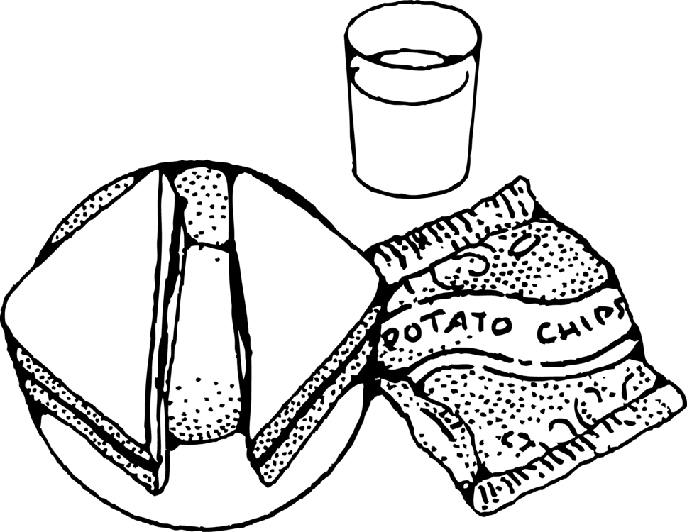 Lunch Sandwich Fast Food - Black And White Lunch Clip Art, HD Png Download - Transparent PNG Free Download | PNGio