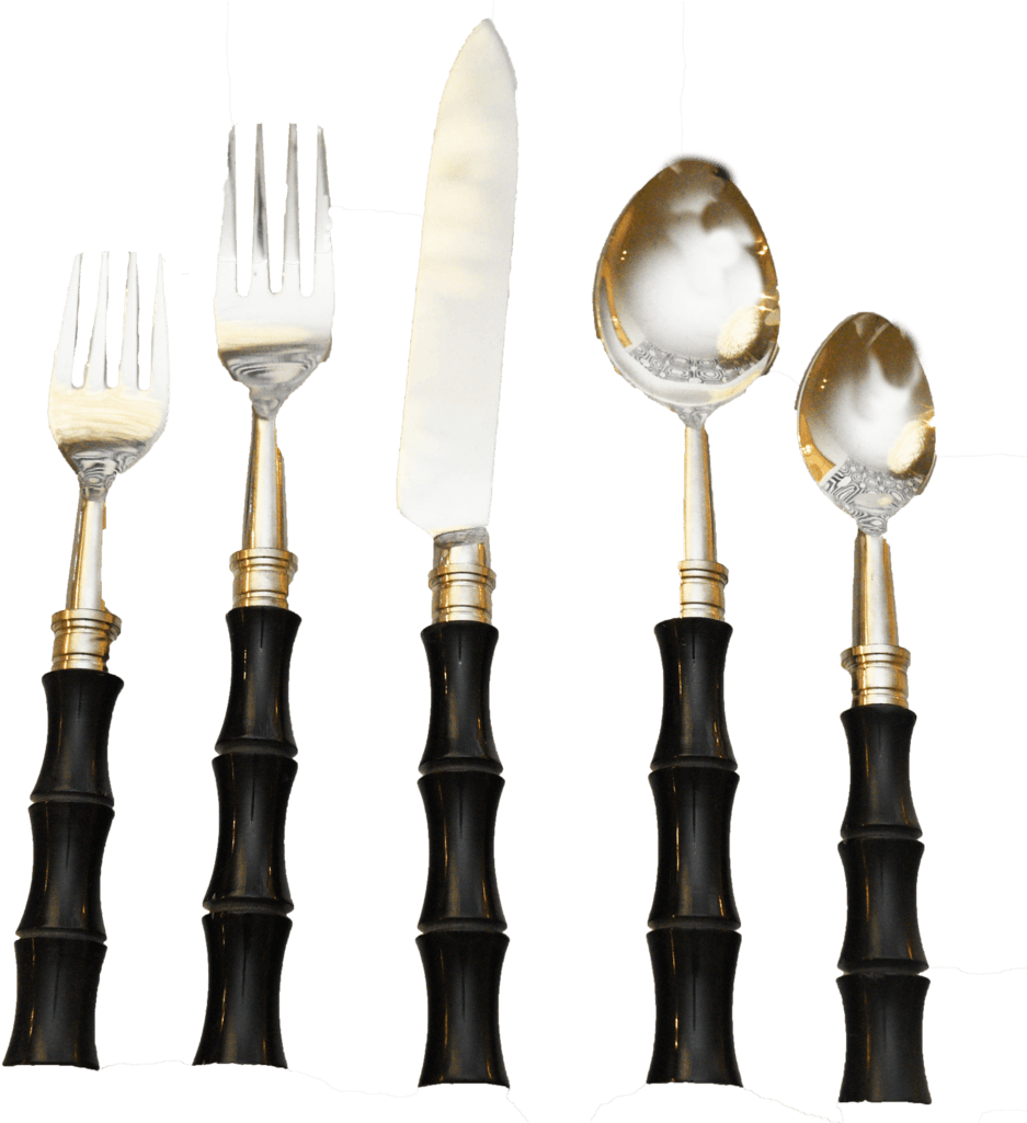 Black Laquer Flatware, Black Flatware, Black And Silver - Knife, HD Png Download - Transparent PNG Free Download | PNGio
