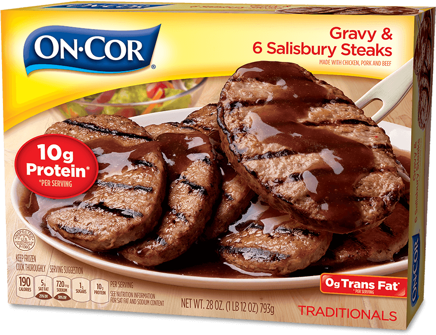 Gravy & 6 Salisbury Steaks - Salisbury Steak Frozen Dinners, HD Png Download - Transparent PNG Free Download | PNGio