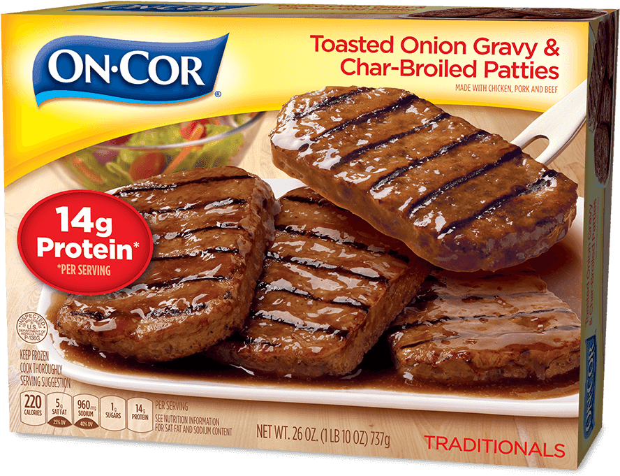 Toasted Onion Gravy & Char-broiled Patties - Salisbury Steak Frozen Dinners, HD Png Download - Transparent PNG Free Download | PNGio