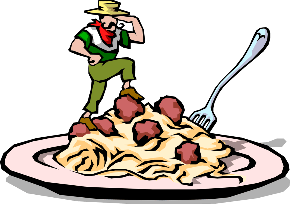 Vector Illustration Of Italian Cuisine Chef Conquers - Spaghetti Dinner Clip Art, HD Png Download - Transparent PNG Free Download | PNGio