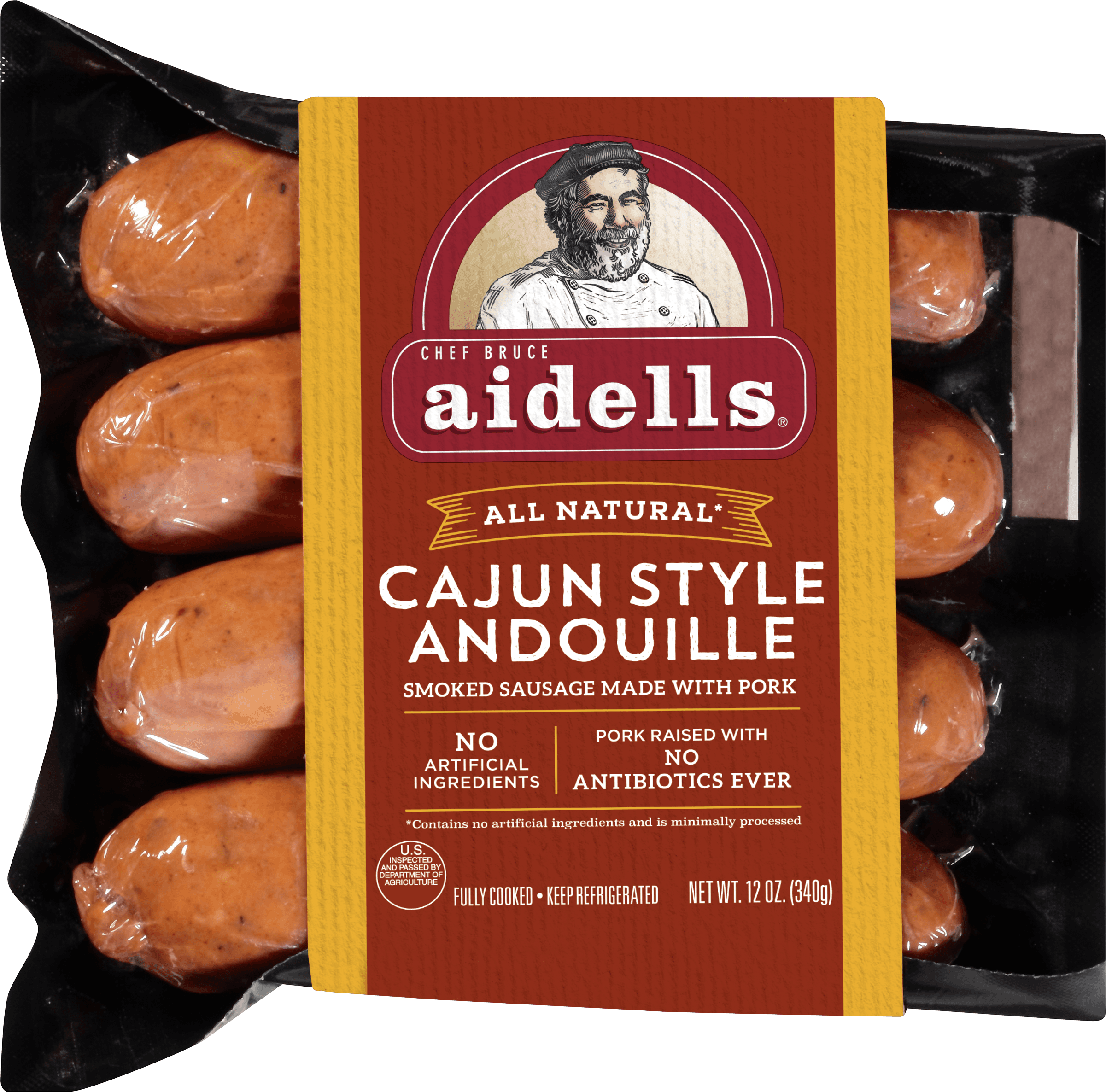 Aidells All Natural Cajun Style Andouille Dinner Sausage, - Aidells Smoked Pork Sausage Cajun Style Andouille, HD Png Download - Transparent PNG Free Download | PNGio