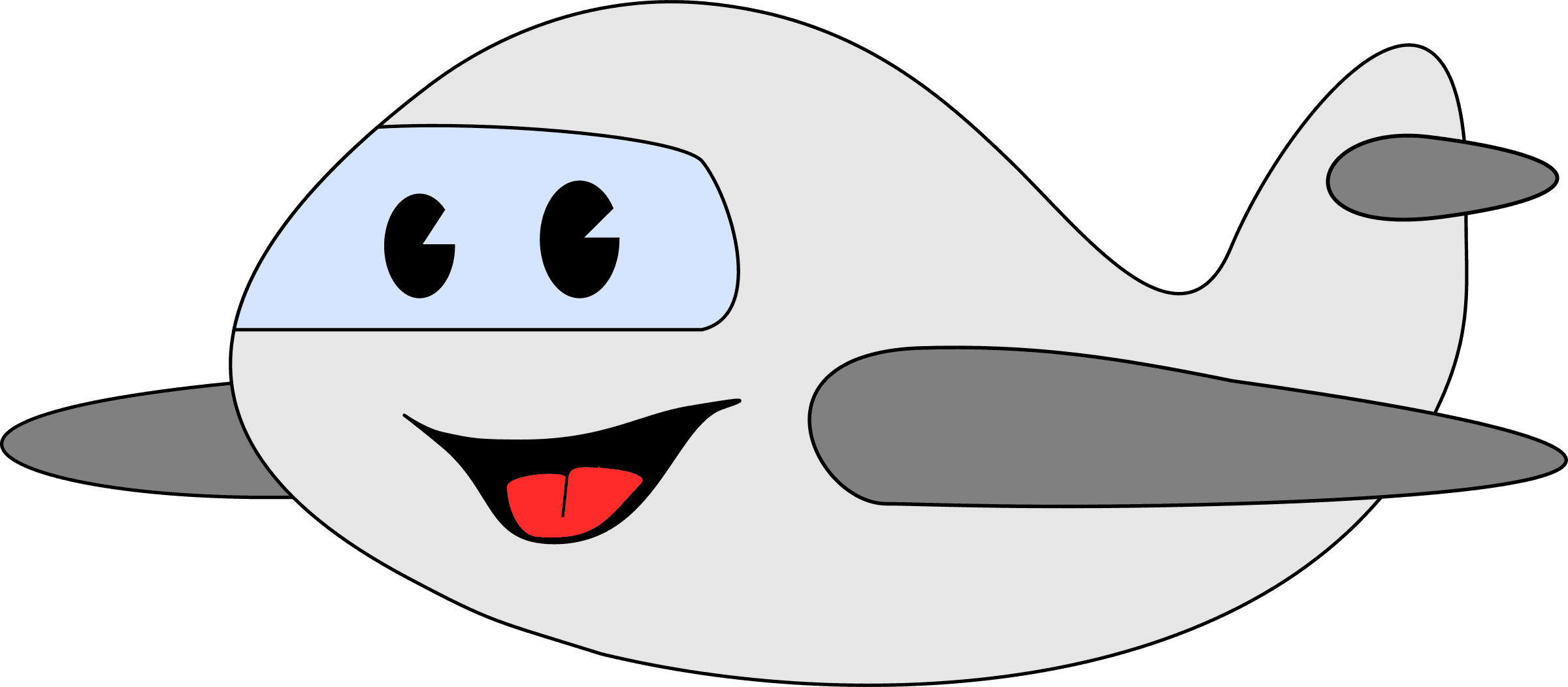 Airplane Black Cartoon - Happy Airplane - Free Transparent PNG Clipart Images Download. - Transparent PNG Free Download | PNGio