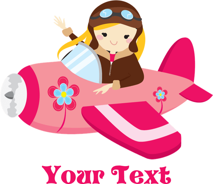 Favorite - Pink Airplane, Girl Pilot With Flowers Greeting Ca - Free Transparent PNG Clipart Images Download. - Transparent PNG Free Download | PNGio