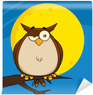 Owl Cartoon On Tree In The Night Wall Mural • Pixers® - Owl - Free Transparent PNG Clipart Images Download. - Transparent PNG Free Download | PNGio