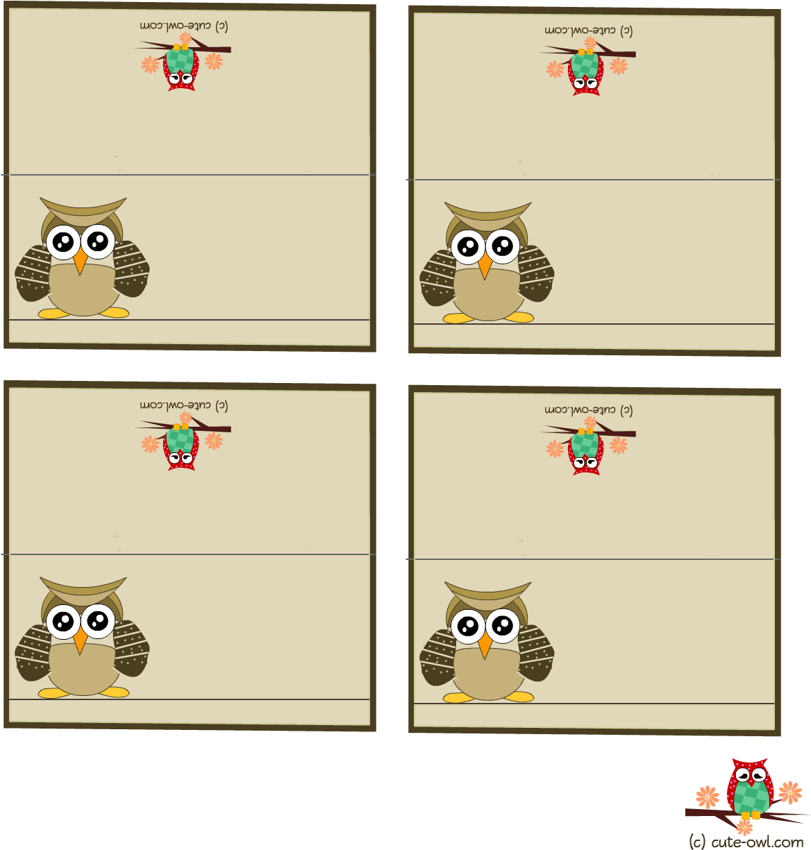 Adorable Place Cards Featuring Cute Owl - Owl - Free Transparent PNG Clipart Images Download. - Transparent PNG Free Download | PNGio