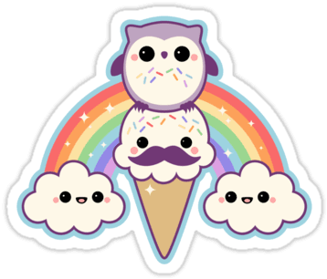 Super Cute Stickers With Mustache Ice Cream Cone, Happy - Cute Kawaii Owl - Free Transparent PNG Clipart Images Download. - Transparent PNG Free Download | PNGio