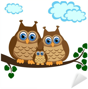Family Of Owls Sat On A Tree Branch Sticker • Pixers® - Owl Family Clip Art - Free Transparent PNG Clipart Images Download. - Transparent PNG Free Download | PNGio