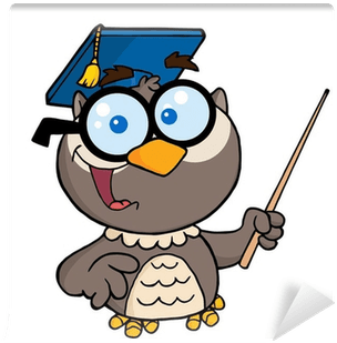 Owl Teacher Cartoon Character With Graduate Cap ,pointer - Teacher Cartoon Owl - Free Transparent PNG Clipart Images Download. - Transparent PNG Free Download | PNGio