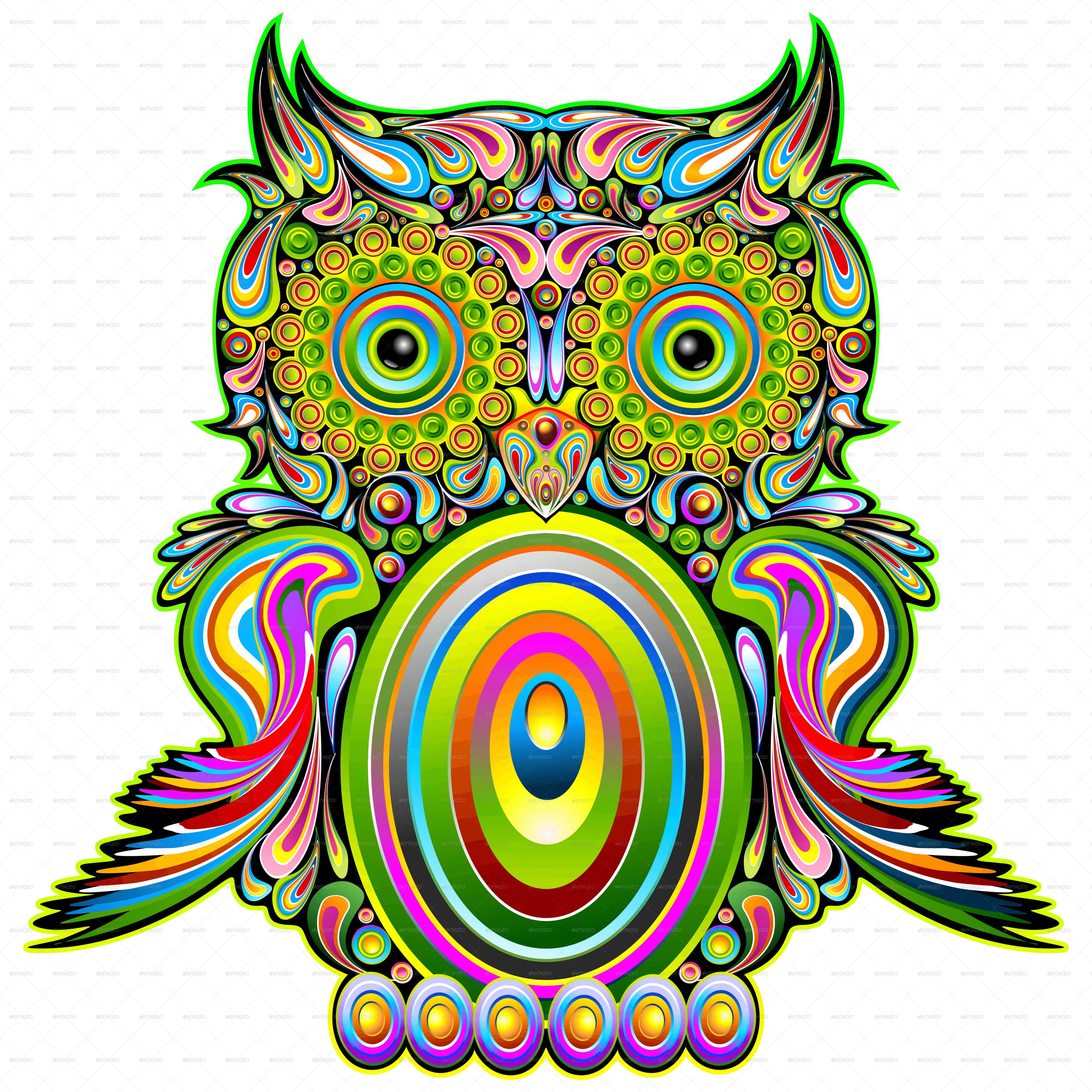 Owl Psychedelic Pop Art - Owl Psychedelic Art Design Canvas Print - Small - Free Transparent PNG Clipart Images Download. - Transparent PNG Free Download | PNGio