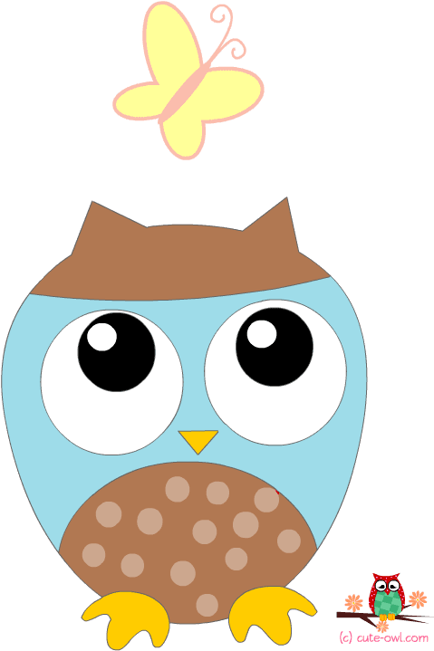 Blue Owl And Butterfly Sticker - Clip Art - Free Transparent PNG Clipart Images Download. - Transparent PNG Free Download | PNGio