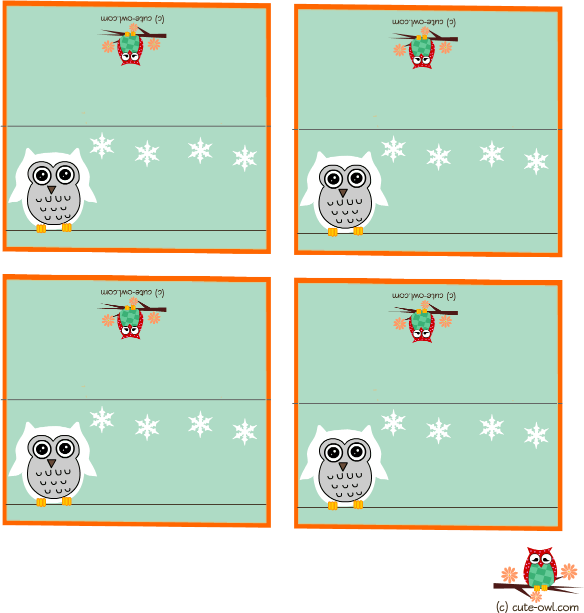 Cute Snowy Owl Party Place Cards - Place Cards Printable Free - Free Transparent PNG Clipart Images Download. - Transparent PNG Free Download | PNGio