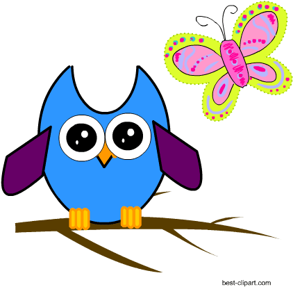 Cute Owl And A Butterfly Free Clip Art Png Image - Clip Art - Free Transparent PNG Clipart Images Download. - Transparent PNG Free Download | PNGio