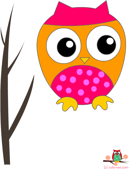 Pink Owl On A Branch Wall Sticker - Greeting Card - Free Transparent PNG Clipart Images Download. - Transparent PNG Free Download | PNGio