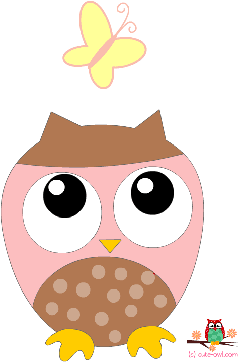 Adorable Clipart Owl - Owl And Butterfly Clipart, HD Png Download - Transparent PNG Free Download | PNGio