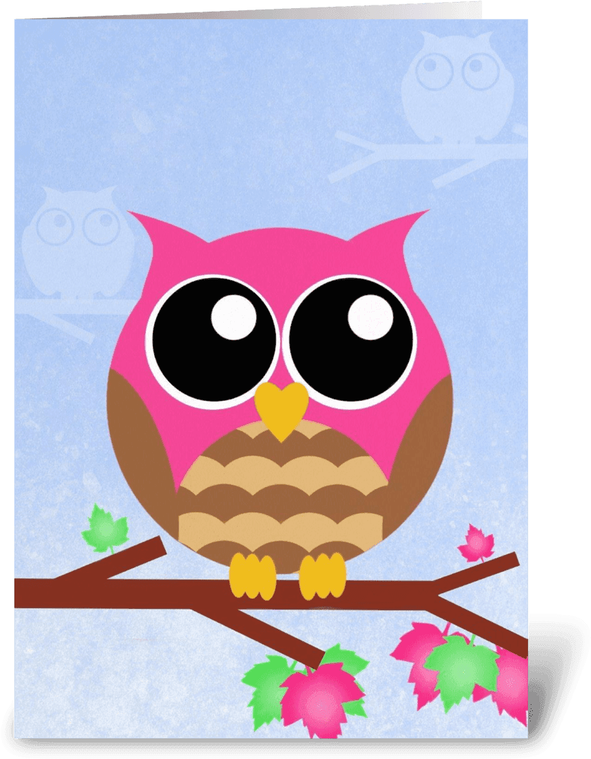 Pink Owl Greeting Card - Greeting Card, HD Png Download - Transparent PNG Free Download | PNGio