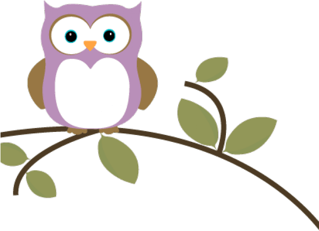 Leafy Branch Cliparts - Purple Cute Owl Clipart, HD Png Download - Transparent PNG Free Download | PNGio