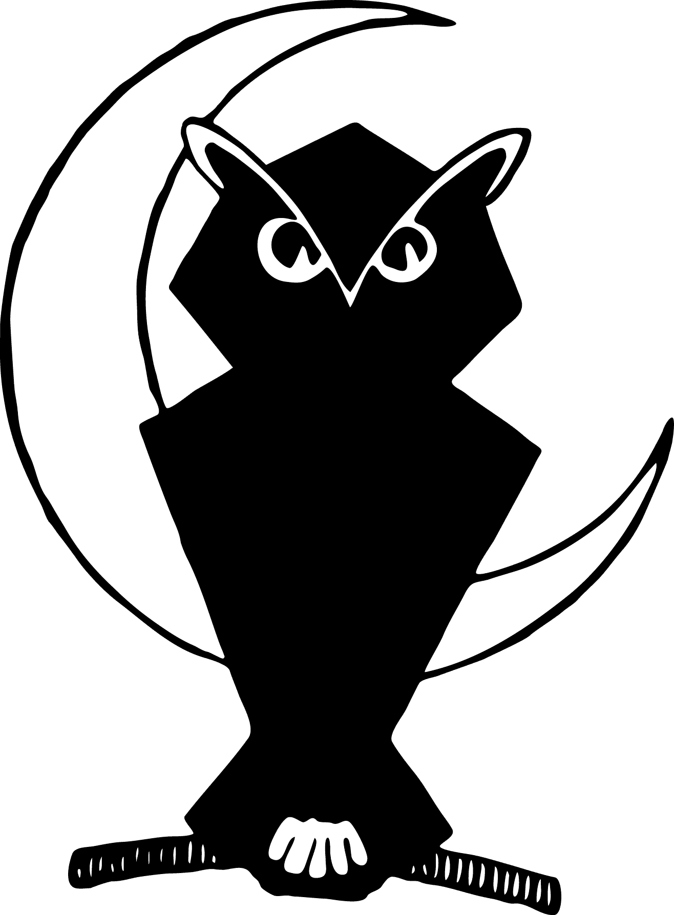 Beak Owl Silhouette Line Art Clip Art - Transparent Owl And Moon, HD Png Download - Transparent PNG Free Download | PNGio