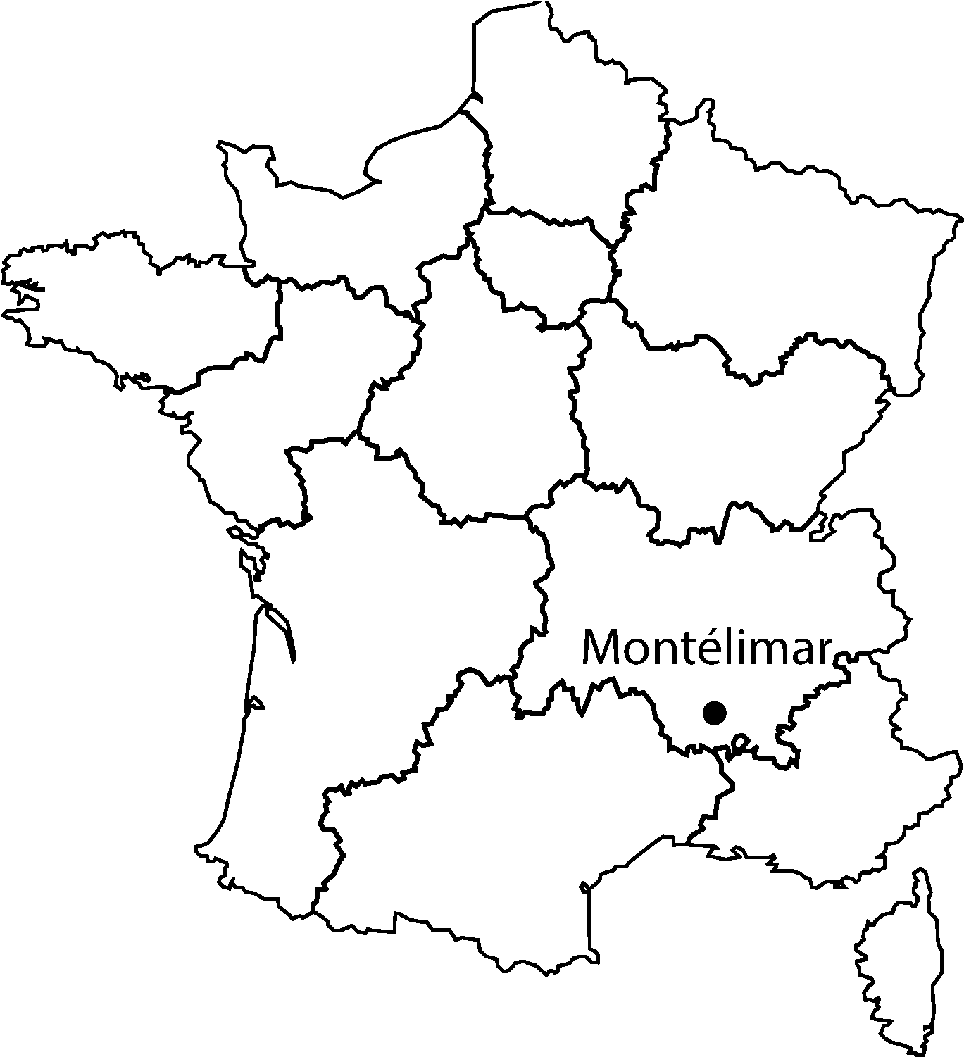 Montelimar On France Map" Class="img Responsive Owl - Fond De Carte France Nouvelles Régions, HD Png Download - Transparent PNG Free Download | PNGio