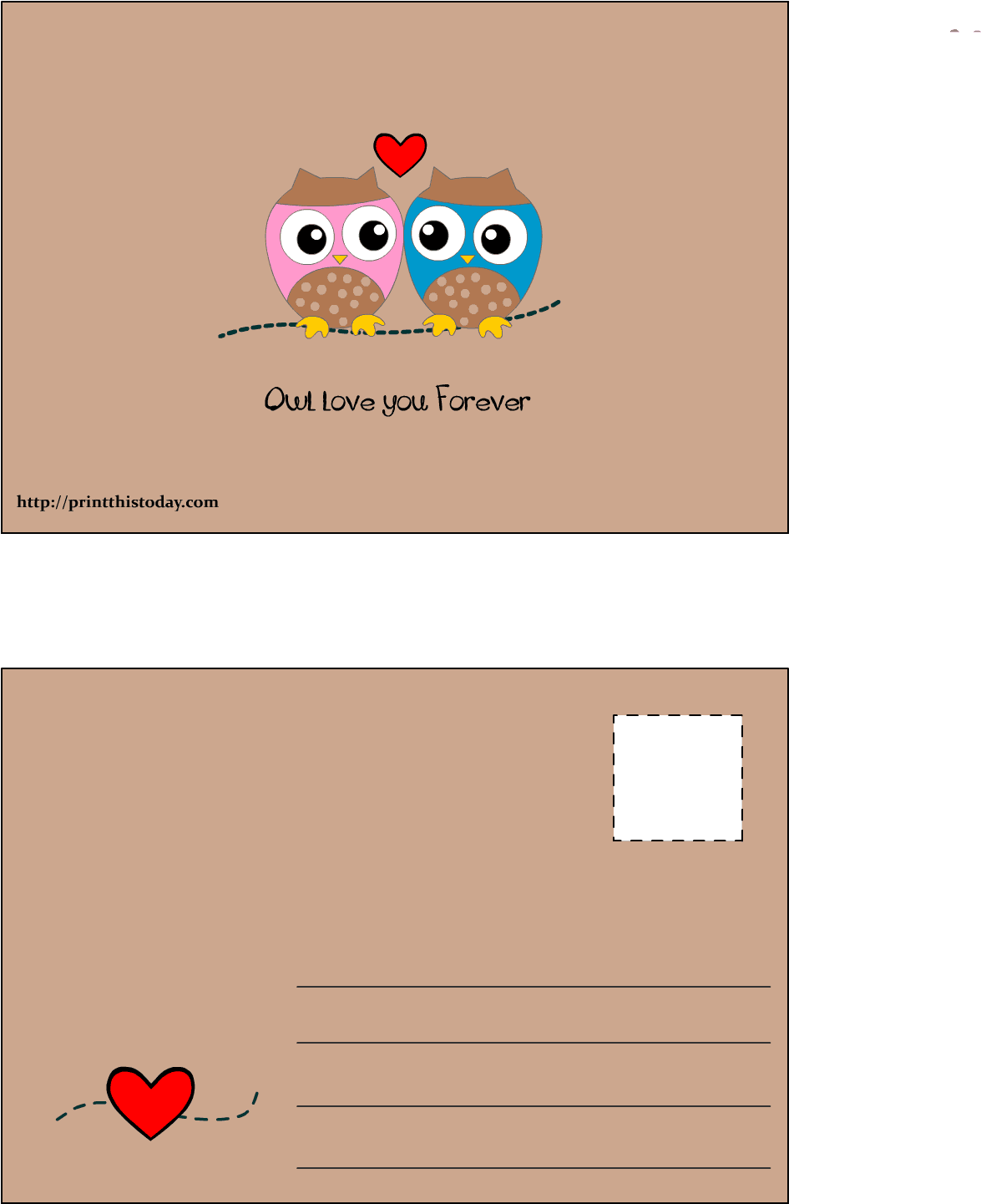 Owl Love You Forever Postcard - Postcard I Love You, HD Png Download - Transparent PNG Free Download | PNGio