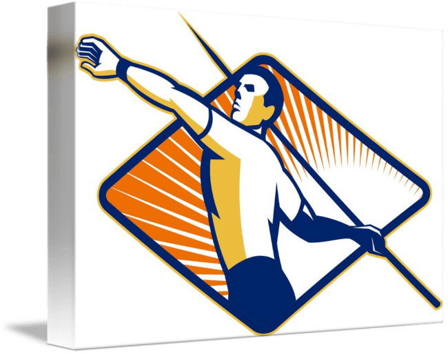 Track And Field Athlete Javelin Throw Retro By Aloysius - Jabalina Atletismo - Transparent PNG Free Download | PNGio