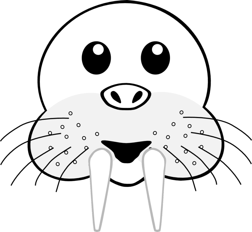 Walrus Clipart Outline - Face Of Animal Clipart Black And White - Transparent PNG Free Download | PNGio