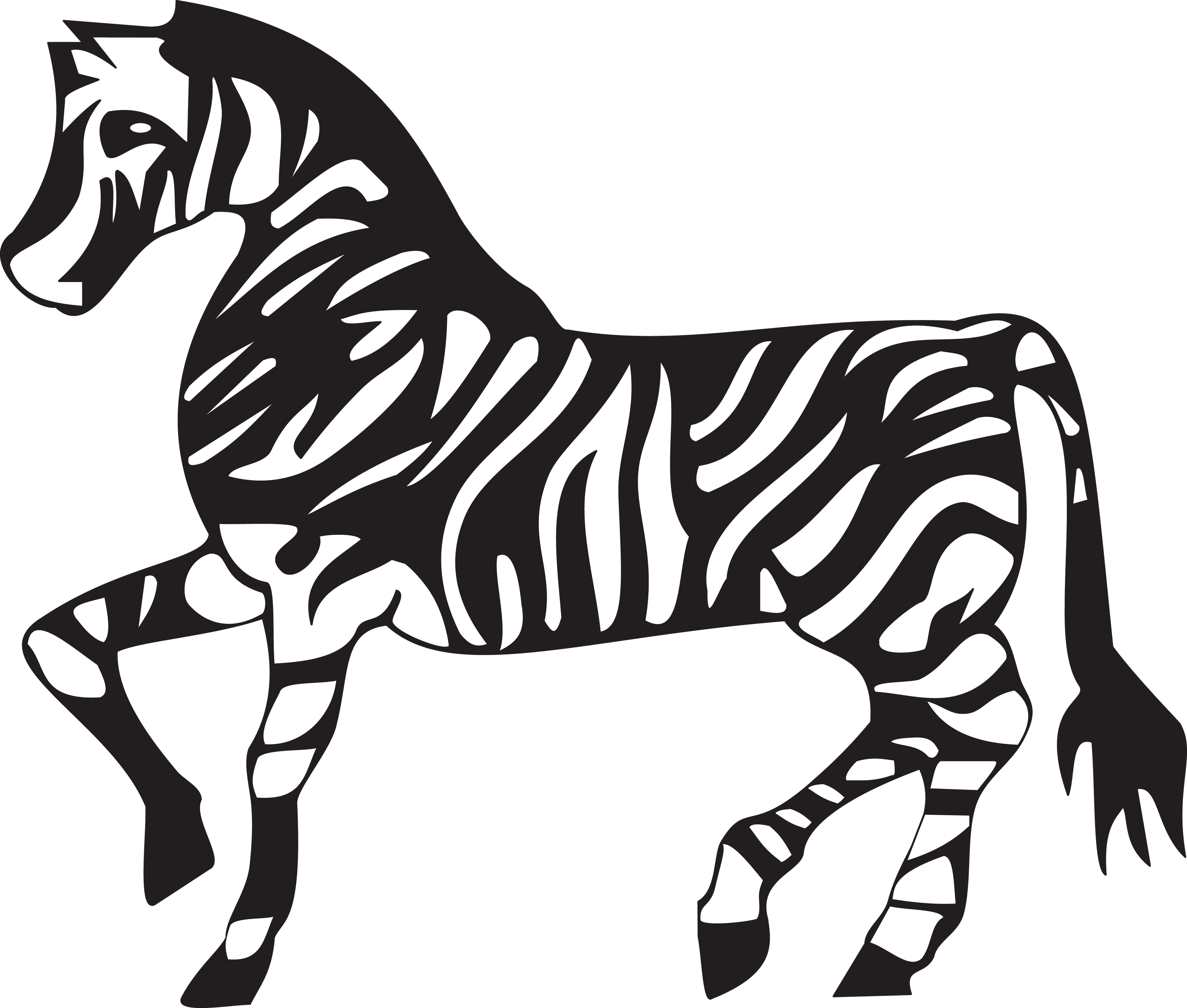 Free Clipart Of A Black And White Walking Zebra - Black And White Clipart Of Animals Walking - Transparent PNG Free Download | PNGio