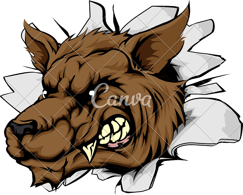 Wolf Sports Mascot Breakthrough Illustration - Mean Animal Drawings - Transparent PNG Free Download | PNGio