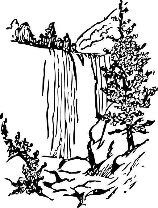 Waterfall - Clipart - Nature Black And White Cliparts - Transparent PNG Free Download | PNGio