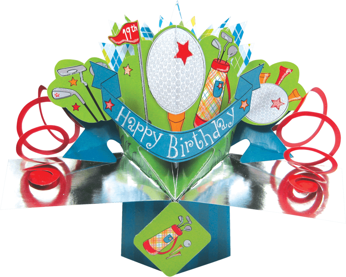 Happy Birthday Golf Pop-up Card - Second Nature Pop Up - Golf - Transparent PNG Free Download | PNGio