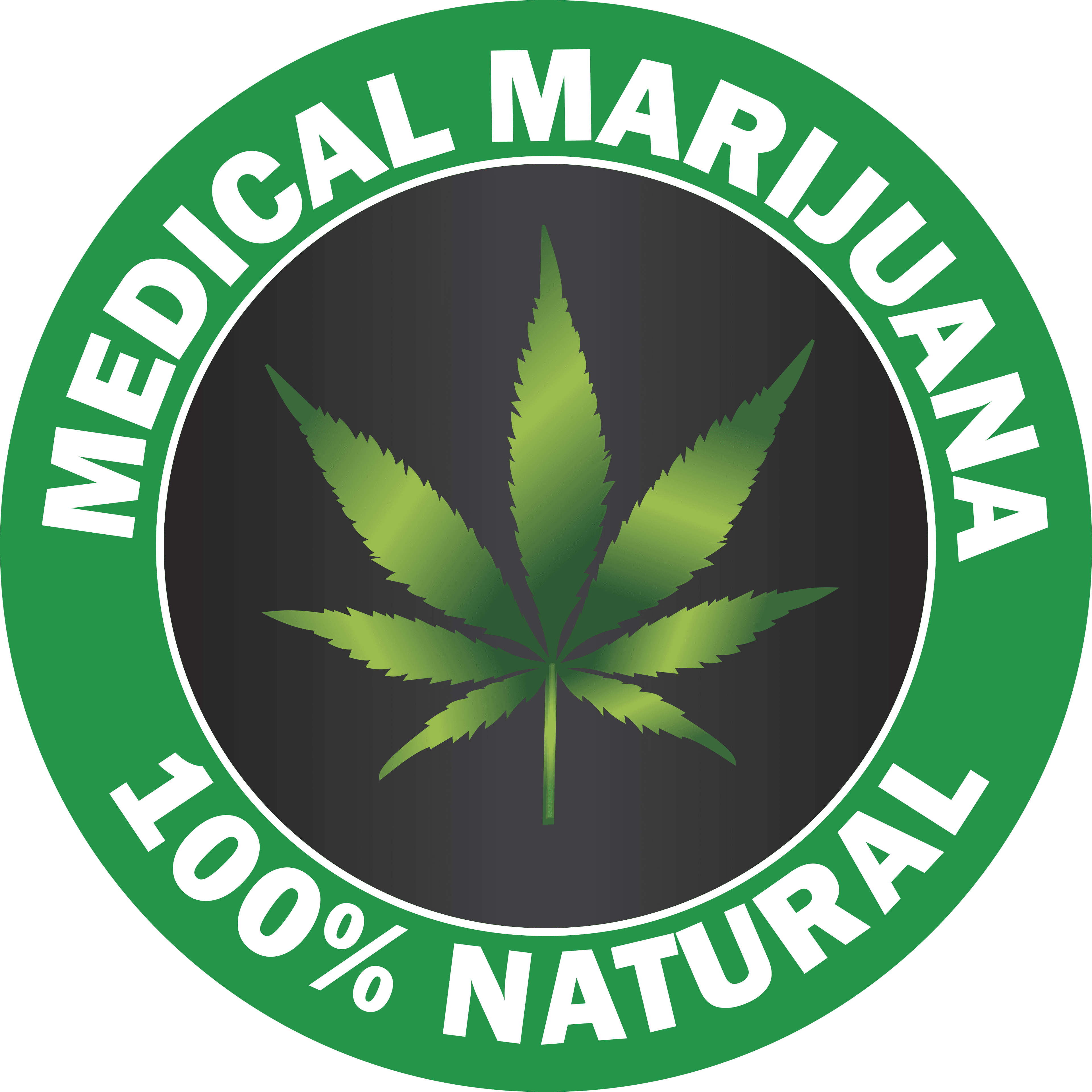 Free Clipart Of A Cannabis Leaf - Medical Marijuana 100% Natural - Transparent PNG Free Download | PNGio