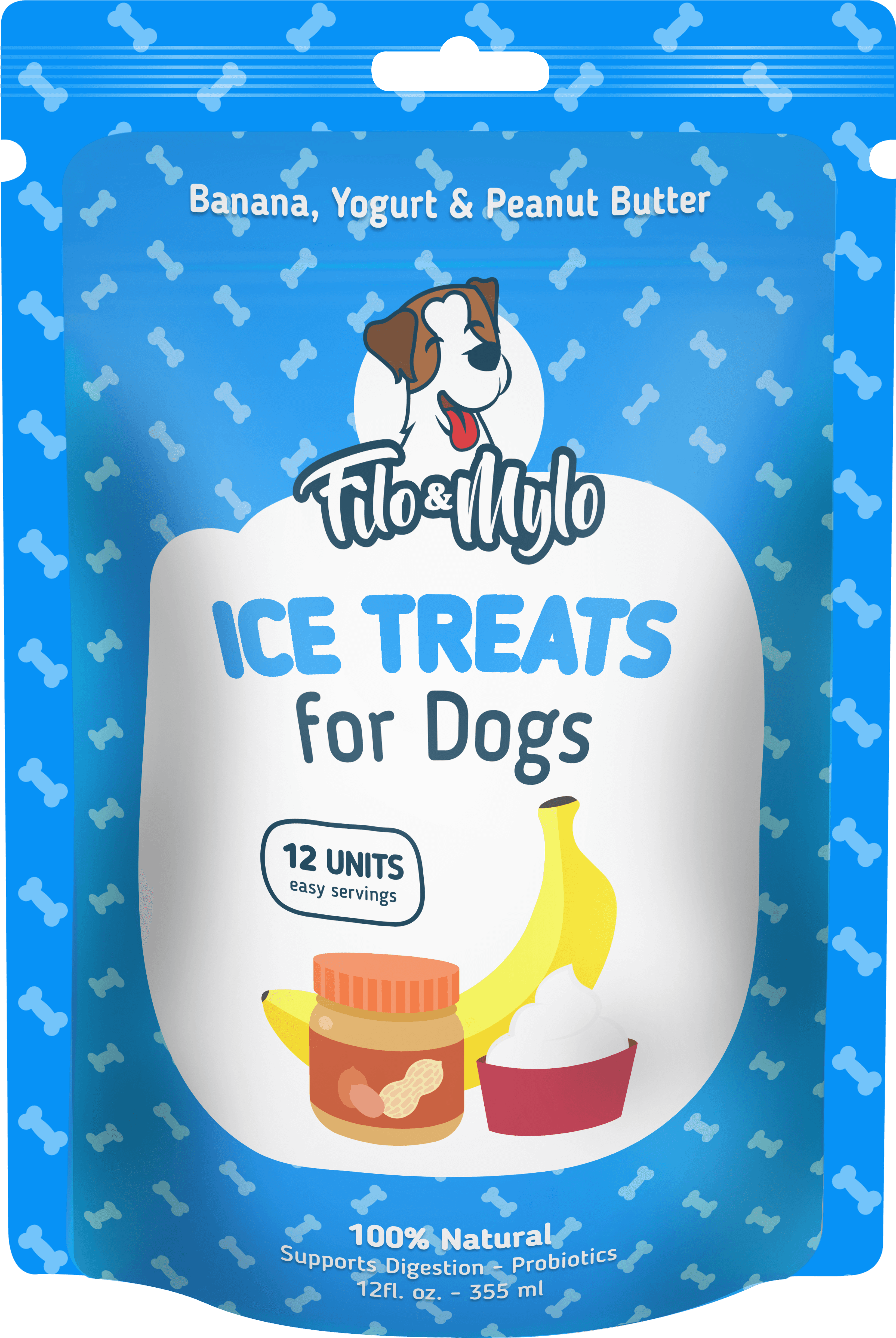 Banana Ice Treats For Dogs - 4 Packs Filo & Mylo All Natural Banana Ice Cream - Transparent PNG Free Download | PNGio