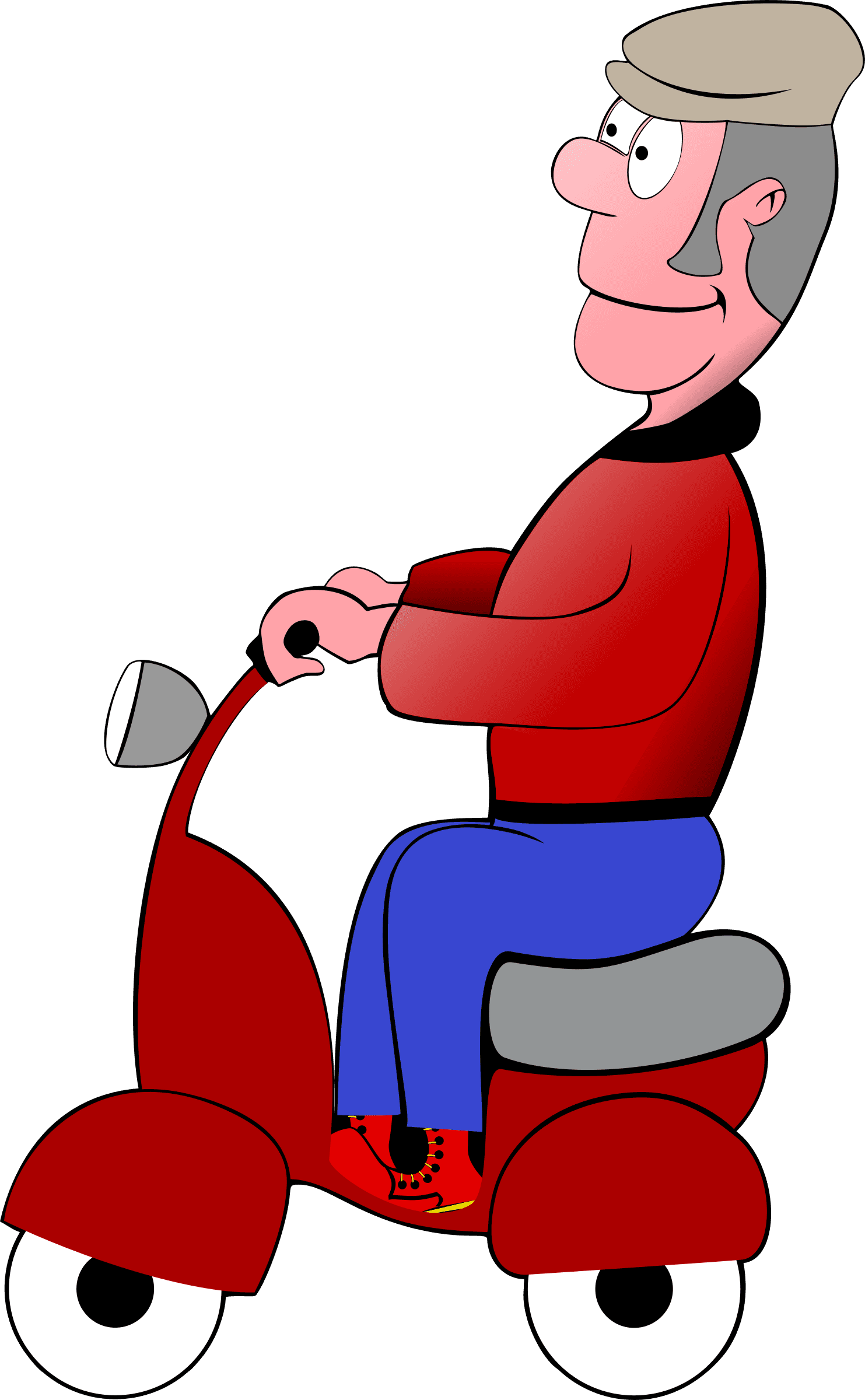 Big Image - Old Man On A Scooter Tote Bag, Natural And Black - Transparent PNG Free Download | PNGio