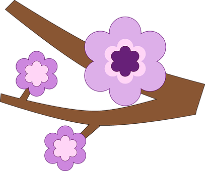 Branch Flower Nature Purple Spring Tree Tw - Purple Flower Branch Personalised Tote - Transparent PNG Free Download | PNGio