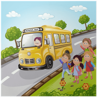 Illustration Of Kids And School Bus In Nature Poster - School Bus Picnic - Transparent PNG Free Download | PNGio
