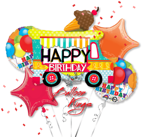 Happy Birthday Ice Cream Truck Bouquet - Happy Birthday Food Truck - Transparent PNG Free Download | PNGio