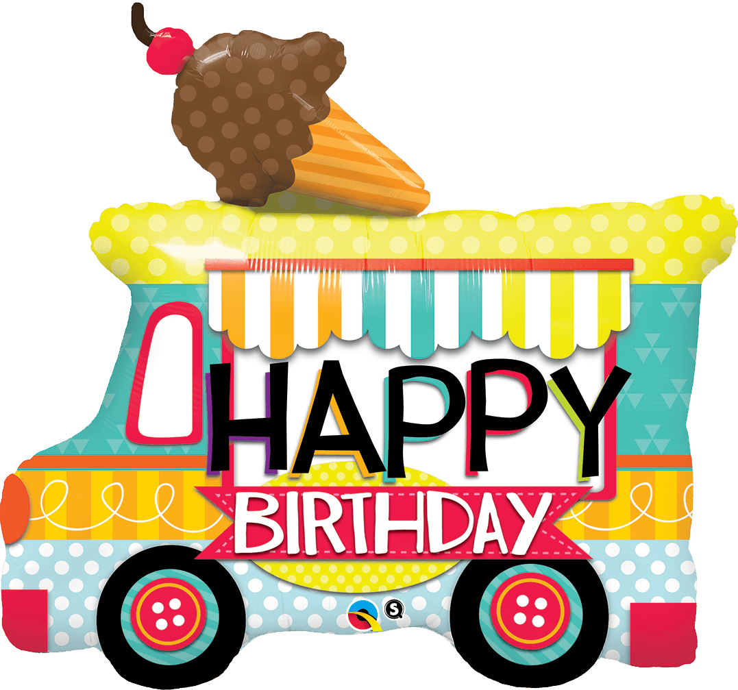 Ice Cream Truck Birthday Balloon - Happy Birthday Food Truck - Transparent PNG Free Download | PNGio