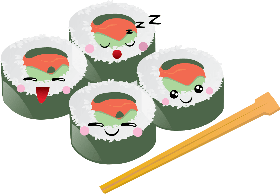 Free To Use &, Public Domain Sushi Clip Art - Kawaii Food Shower Curtain - Transparent PNG Free Download | PNGio