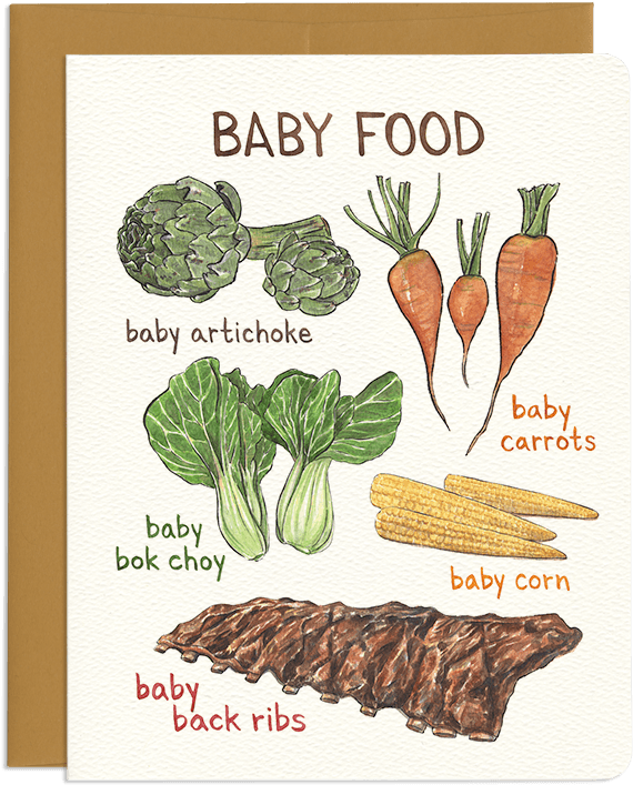 Punny Baby Veggie Greeting Card - Baby Food Card - Transparent PNG Free Download | PNGio