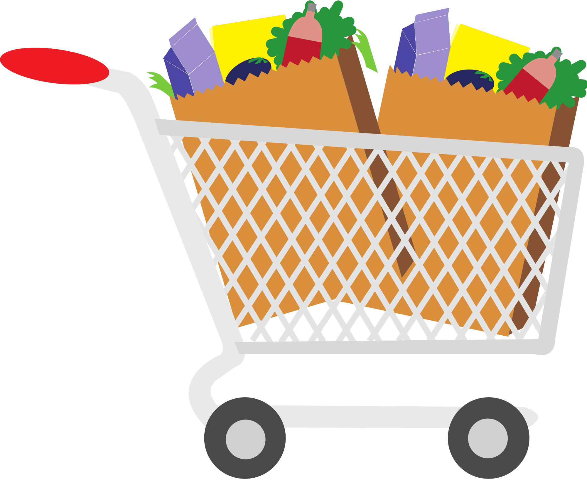 Grocery Goods Clip Art - Shopping Cart With Food Clipart - Transparent PNG Free Download | PNGio
