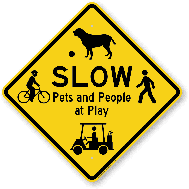 Slow Pets And People At Play Traffic Sign - Slow Moving Vehicle Sign - Transparent PNG Free Download | PNGio