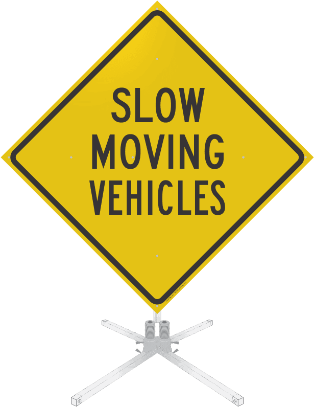 Slow Moving Vehicles Roll-up Sign - Trucks Entering And Leaving Highway Sign - Transparent PNG Free Download | PNGio