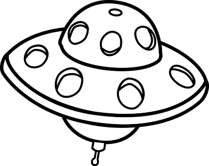 Alien Flying Object Print Ufo Vehicle Alie - Ufo Clipart Black And White - Transparent PNG Free Download | PNGio